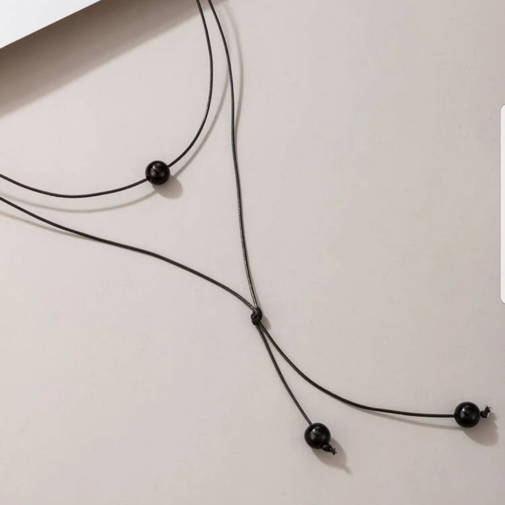 *Lanie* Black Bead Necklace - Picture 3 of 5